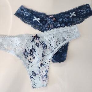 Victoria's Secret Light Blue Lace Thongs